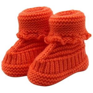 Peuter Pasgeboren Baby Breien Kant Gehaakte Schoenen Gesp Handwerk Schoenen Winter Warme Schoenen Effen Wollen Baby Schoenen 0-6 maanden