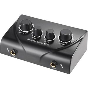 Draagbare Dual Mic Ingangen Audio Sound Mixer Voor Versterker &amp; Microfoon Karaoke Ok Mixer Eu Plug