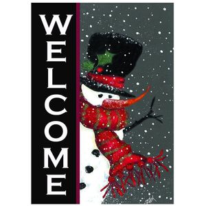 Sneeuwpop Welkom Decoratieve Winter Kerst Dubbelzijdig Tuin Vlag Tuin Decoratie