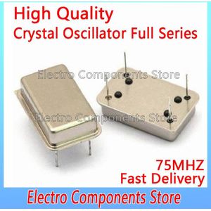 2 Stuks 75M Kristaloscillator Doorslapen Gat Actieve Kristal Osc Dip-4 75Mhz Zrectangular Klok Trillingen Volledige size 4Pin 75.000Mhz