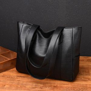 Vrouwen Lederen Handtassen Vrouwen Pu Tote Tas Grote Vrouwelijke Schoudertassen Bolsas Femininas Femme Sac Zwart