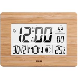 Fanju Digitale Wandklok Lcd Big Groot Aantal Tijd Temperatuur Kalender Alarm Tafel Bureau Klokken Modern Kantoor Home Decor