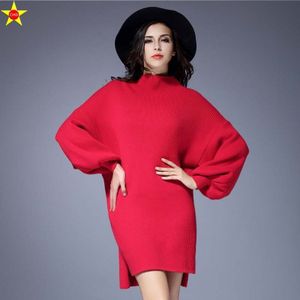 XL-5XL Plus Size Casual Vrouwen Jurken Lantaarn Mouwen Herfst Winter Mode Extra Grote Losse Gebreide Jurk Vestidos