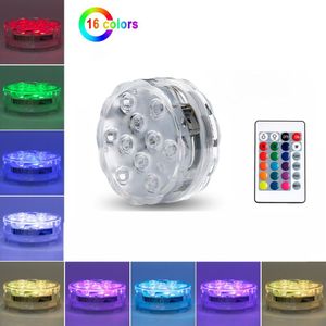 16 Corols Led Dompelpompen Licht Voor Tuin Zwembad Batterij Operaqted Rgb Ir Remote Controlled