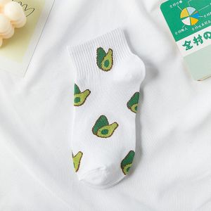 Mode Vrouwen Sokken Katoen Kleur Groene Avocado Fruit Harajuku Dames Grappig Gelukkig Zachte Leuke Japanse Casual Meisjes Korte Sokken