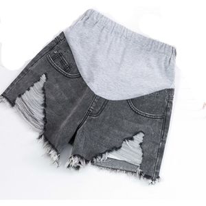 Zomer Denim Ripped Gat Moederschap Shorts Voor Zwangere Vrouwen Zakken Jeans Elastische Taille Zorg Buik Korte Broek