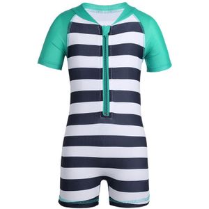 0-24 Maanden Infant Unisex Baby Korte Mouw Een stuk Ritssluiting Gestreepte Badpak Jongens Meisjes Badmode Badpak Rash Guard