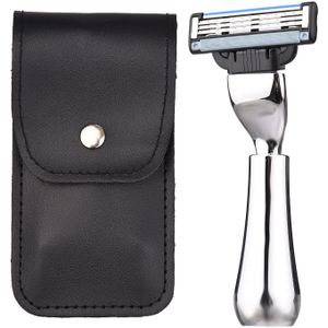 Scheren Scheermes Met Pu Opbergtas Veiligheid Baard Scheermes Draagbare Metalen Handleiding Snor Removal Tool Scheren Wasbare Afneembare