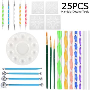 25 Pcs Mandala Puntjes Gereedschap Professionele Nail Art Tool Swirl Marbleizing Staal Puntjes Pen Schoonheid Leveringen Nagels Kralen Pen