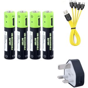 4 Stuks 1.5 V Volt Aaa Lithium Li-Ion Batterij Oplaadbare Micro Usb Aaa Lithium-polymeer Lipo Cellen Batteires + Usb kabel + Lader