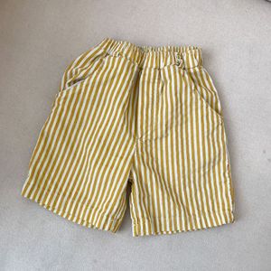Summer Kids corduroy vertical stripe knee length trousers Unisex children soft shorts bottoms