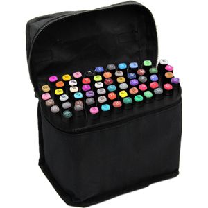 60 Pcs Kleur Verf Grafische Kunst Twin Nib Alcohol Gebaseerde Inkt Pen Marker Balpen Set Met Zwarte Opbergtas voor Tekening Schilderen