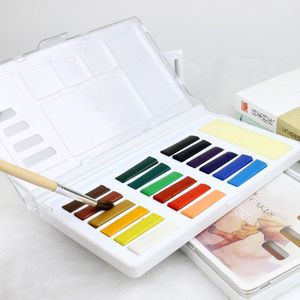 Simbalion Briefpapier set draagbare aquarel art transparante schilderij met 12 kleur 18 kleur solid aquarel verf