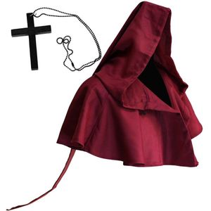 Halloween Mannen Vrouwen Retro Gothic Middeleeuwse Monnik Wizard Heks Vampier Mantel Cape Cosplay Kostuum Vintage Hoed Hooded Shawl