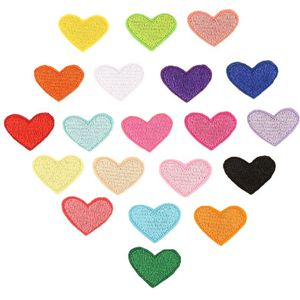 20Pcs Diverse Kleuren Leuke Mini Hart Naaien/Ijzer Op Appliques Borduren Patches Badges Kledingstuk Versieringen Diy Ambachten