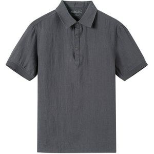 MARKLESS Heren Linnen Toevallige Korte Mouw Polo Shirts Regular Fit Solid Comfort Sport Mode Shirts CSA9552M