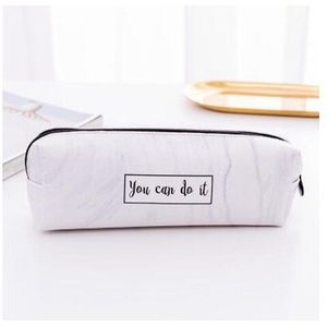 Leuke Etui Marmer Patroon Lederen Pen Tas Potlood Doos Potlood Tas Briefpapier Pouch Office School Supply