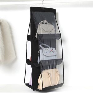 Opknoping Opbergtas 6 Pocket Purse Handtas Tote Bag Organizer Hanger Dubbele Kanten Opknoping Opbergtas Garderobe Kast