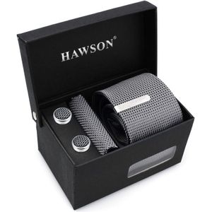 Hawson Dim Grijs Stropdas Set Met Knop Cover Manchetknopen & Pocket Vierkante En Tie Clip In Box Voor Business vergadering