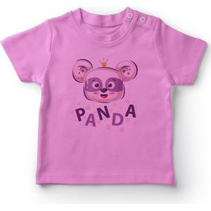 Angemiel Baby Koning Kroon Dragen Leuke Panda Meisje T-shirt Roze
