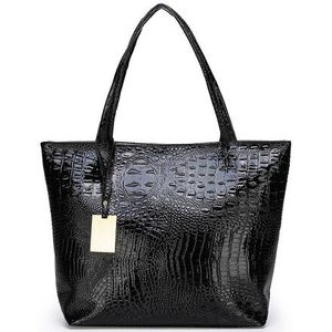 Tassen Voor Vrouwen Hoge Capaciteit Krokodil-Patroon Tassen Vrouwelijke Pu Schouder Winkelen Gold Dames Handtassen Zwarte Alligator tas