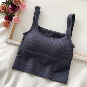 Naadloze Crop Top Vrouwen Ondergoed Draad-Gratis U-Vormige Hemdje Brede Bandjes Gestreepte Effen Bralette Lingerie