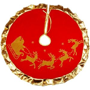 Gouden Rand Kerstboom Rok Kerst Decoraties Home Decor Zachte Rode Flanellen Xmas Tree Tapijt Diameter 90CM Boom Rok