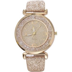 Relogio Horloge Mode Vrouwen Horloges Glitter Lederen Drijfzand Strass Quartz Horloges Klokken
