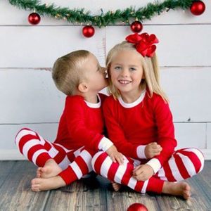Europese En Amerikaanse Kerst Ouder-kind Homewear Pyjama Set Rode En Witte Gestreepte Kinderen Kerst Kostuum