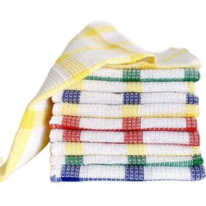 10Pcs Rood Blauw Geel Groen Geruite Vaatdoek Handdoek Keuken Wattenstaafje Keuken Handdoek Tafel Doekjes Katoen Gerecht Doeken