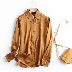 Za Shirt Vrouwen Zijde Casual Office Wear Blouse Solid Satin Dames Tops En Blouses Chic Retro Ropa Mujer