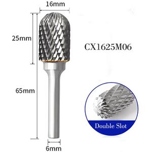 Carbide Wolfraam Staal Slijpen Hoofd 1Pcs C-Type Double Slot Cilindrische Balhoofd Frees Houtbewerking Metal Rotary bestand