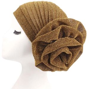 Hoofddoek Mode Hijab Vrouwen Tulband Caps Elastische Doek Grote Bloem Moslim Meisjes Sjaal Cap Dames Hoofddeksels Accessoires Hijab Hoeden