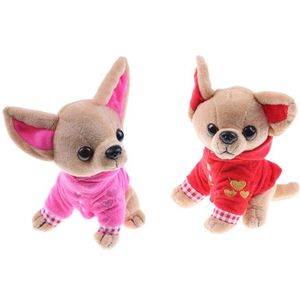 2 Stuks 17Cm Chihuahua Puppy Kids Toy Kawaii Simulatie Dier Pop Voor Meisjes Kinderen Leuke Gevulde Hond knuffel Ros