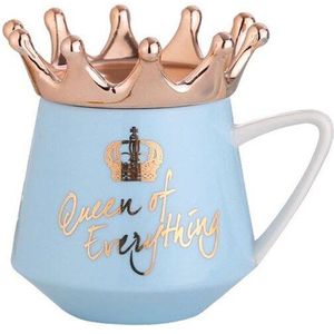 Crown Deksel Melk/Koffie Mokken Cartoon Leuke Keramische Water Kopjes 300Ml Capaciteit Handvat Drinkware Mokken Voor multicolor