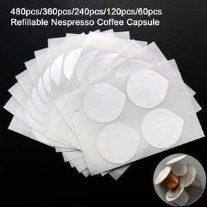 480PC Hervulbare Nespresso Capsule Flim Sticker Bijvullen Rvs Capsule Zelfklevende Aluminiumfolie Brouwer Deksel