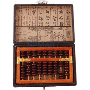 Vintage Chinese Houten Kraal Rekenen Abacus Met Doos Classic Oude Rekenmachine Tellen Collectie Cadeau Voor Kinderen Volwassen