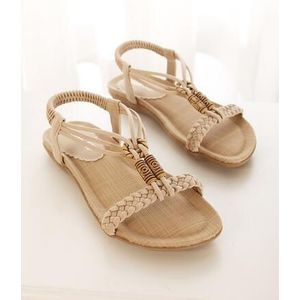 485-1 Model Meest Modieuze Beach Seaside Eenvoudige Bohemen Kralen Groot Formaat Platte Bodem Vrouwen Sandalen