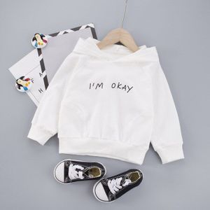 Baby Jongen Baby Meisje Brief Print Lange Mouwen Hooded Sweater Top Lente Herfst Katoen Ongedwongen Trui Kinderkleding baby Top