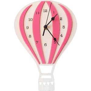 Nordic Stijl Air Ballon Vorm Muur Opknoping Klok Houten Mute Wandklok Geen Batterij Aangedreven Kids Slaapkamer Home Decoratie