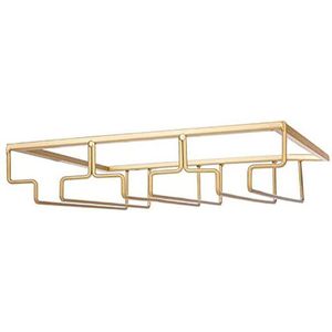 ZJYWMM Bronzen wijnglazen rek onder plank ijzeren afwerking - opknoping stemware rek houder voor bar keuken (maat 5 rij ZJYWMM Bronzen wijnglazen rek onder plank ijzeren afwerking - opknoping stemware rek houder voor bar keuken (maat 5 rij