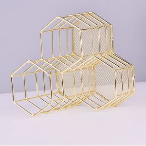 Creatieve Zeshoekige Pen Houders Hollow Desktop Makeups Borstel Houder Magazijnstelling Woondecoratie Diversen Organizer Container