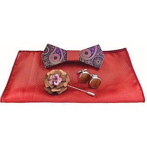 Zdjmeitrxdoow Man Mode Houten Bowtie Paisley Corbatas Gravata Jacquard Tie Zakdoek Manchetknopen Stropdas Voor Mannen Box