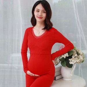 Zwangere Vrouwen Elastische Pyjama Sets Dunne Borstvoeding Kleding Moederschap Nachtkleding Pak Thuis Vrouwen Warme Vrouwelijke Katoen Nachtkleding