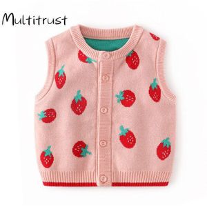 Meisjes Vest Cartoon Fruit Print Mouwloze Gebreide Trui Kinderen Kleding Pasgeboren Baby Kids Vest Herfst Jongens Jas Vest