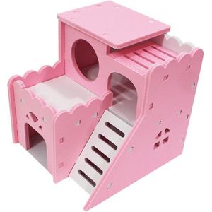 Leuke Mini Houten Hamster Huis Trap Chinchilla Cavia Nest Bed Voor Kleine Huisdieren Kleine Huisdieren Kooi Speelgoed