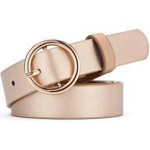 Vrouwen Casual Effen Kleur Jeans Faux Leather Tailleband Classic Strap Riemen Dames Ronde Gesp Riem