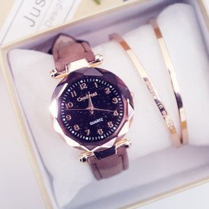 Vrouwen Horloges Goedkope Sterrenhemel Dames Armband Horloge Casual Lederen Quartz Horloges Klok Relogio Feminino