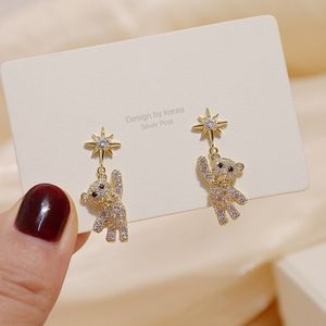 Aankomen Volledige Diamant Schijnt Leuke Beer Oorbel Voor Vrouwen Charm Bling Zirkoon Cz Earring Sieraden Hanger Accessoires