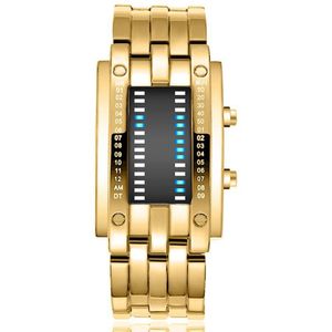 Luxe Heren Luxe Horloge Liefhebbers Mannen Vrouwen Rvs Blue Binary Digitale Led Armband Sport Horloges Casual Horloges